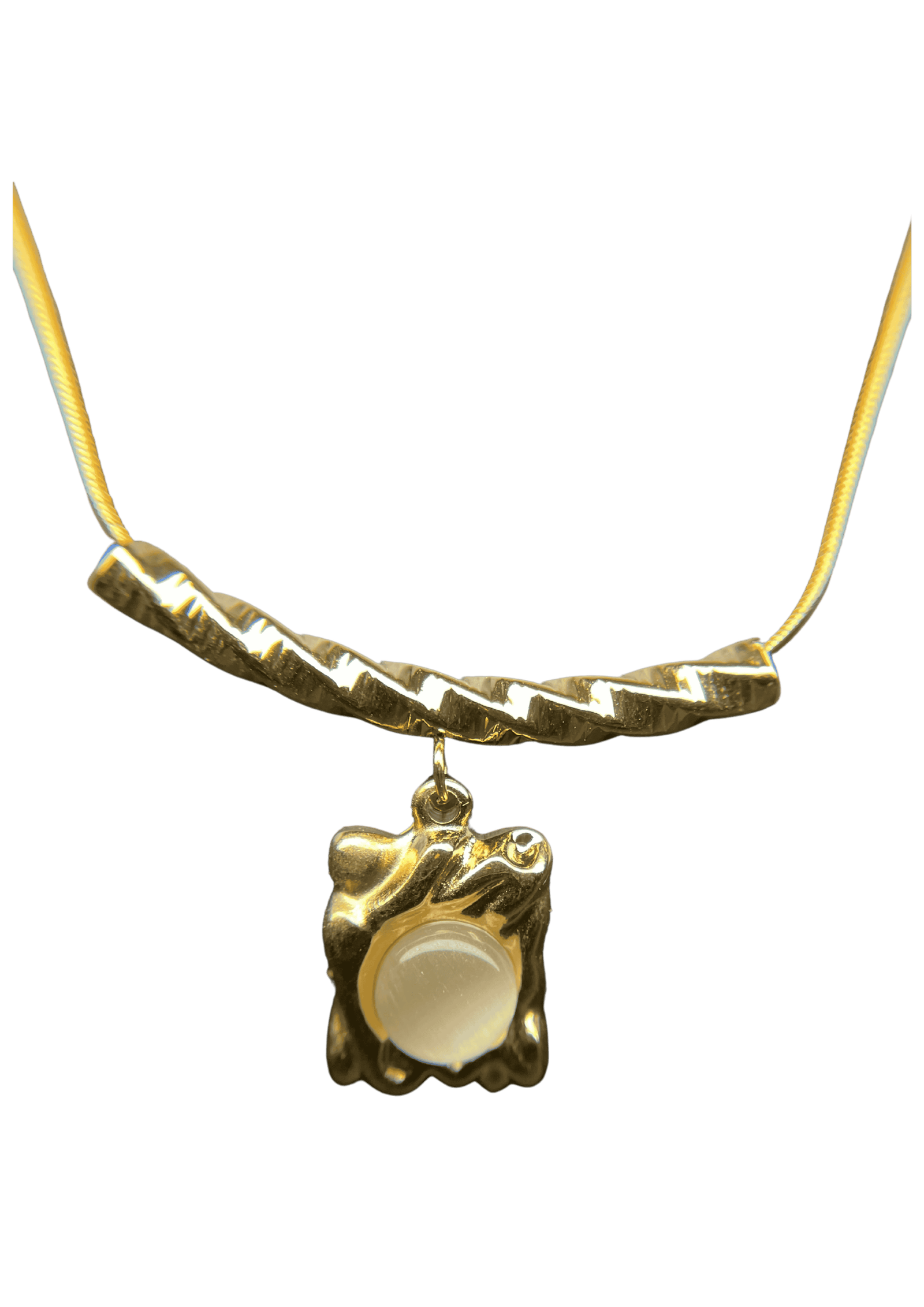 Artisan Gold-Plated Square Pendant Necklace